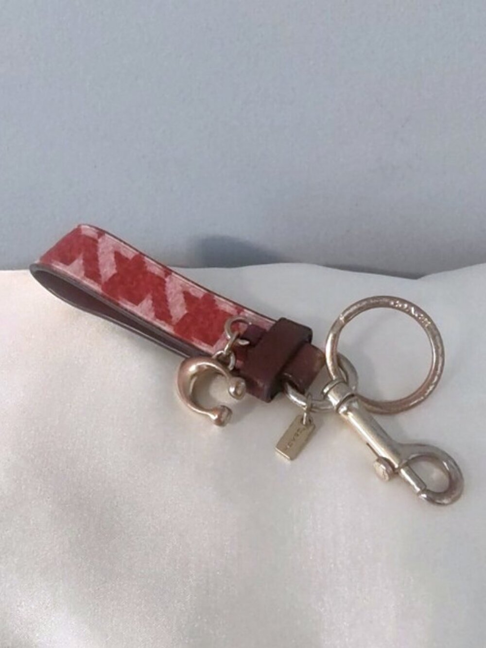 Coach Loop Bag Charm keychain houndstooth EUC